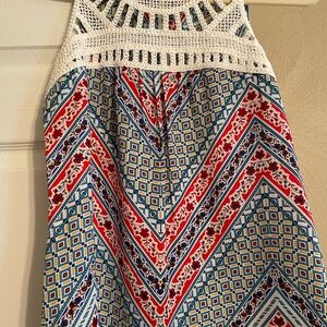 Colorful Geometric Patterned Halter Top